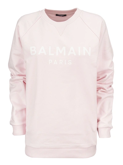 Shop Balmain Logo-print Sweatshirt In Pink