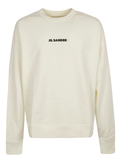 Jil Sander Crew Neck Sweatshirt With Signature Logo In White