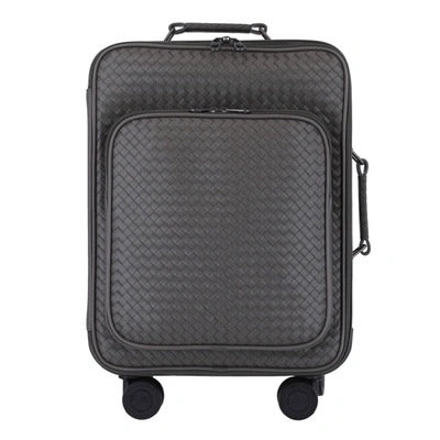 Pre-owned Bottega Veneta Grey Intrecciato Leather Trolley Vn Suitcase