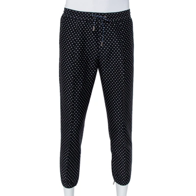 Pre-owned Dior Homme Black Polka Dot Jacquard Joggers M