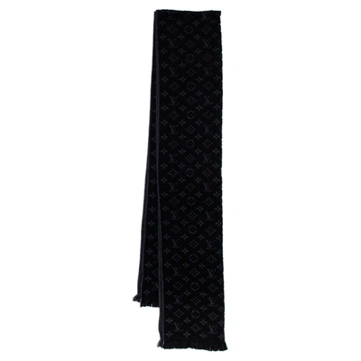 Pre-owned Louis Vuitton Black Monogram Wool Classic Scarf