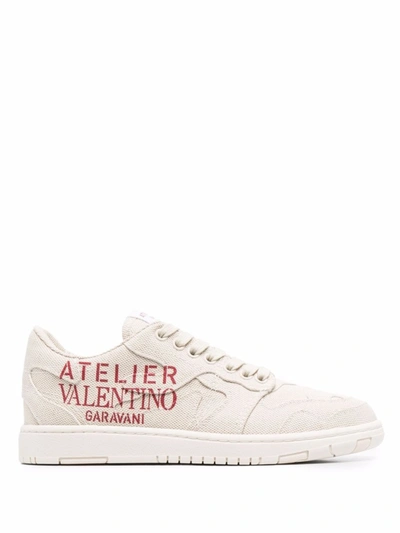 Shop Valentino Camouflage Edition Canvas Sneakers In Neutrals