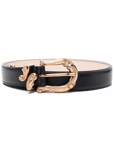 Shop Versace Embossed-buckle Belt In Black