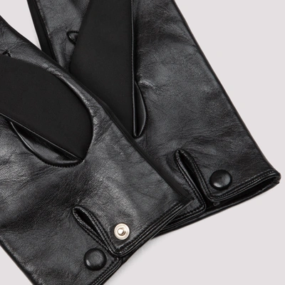 Shop Prada Leather And Nylon Gloves In Black