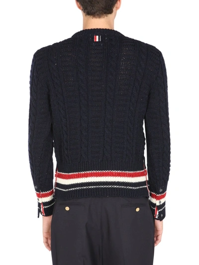 Shop Thom Browne Donegal Filey Tweed Sweater In Blue