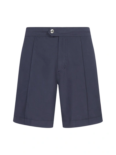 Shop Brunello Cucinelli Pleated Swimming Shorts In Navy