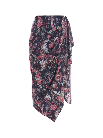 Shop Isabel Marant Draped Midi Skirt In Multi