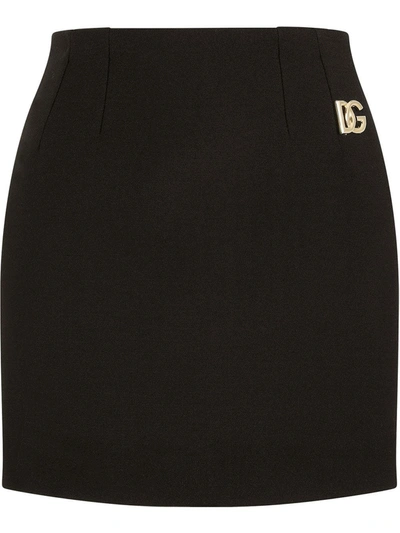 Shop Dolce & Gabbana Black Dg Pencil Mini Skirt In Nero