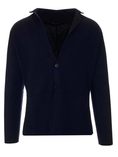 Shop Roberto Collina Knitted Two Buttons Jacket In Blue