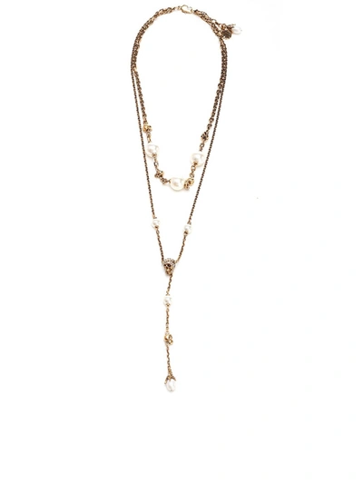 Shop Alexander Mcqueen Double-wrap Chain Necklace In Gold Color