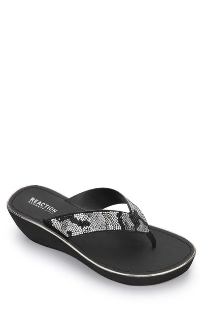 Shop Kenneth Cole Fine Glass Embellished Wedge Sandal In Black/camo