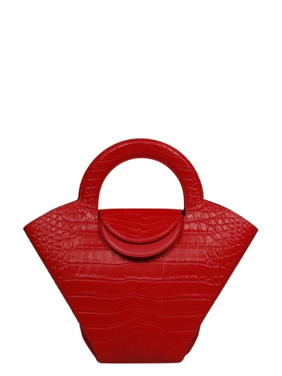 Shop Bottega Veneta Doll Embossed Top Handle Bag In Red