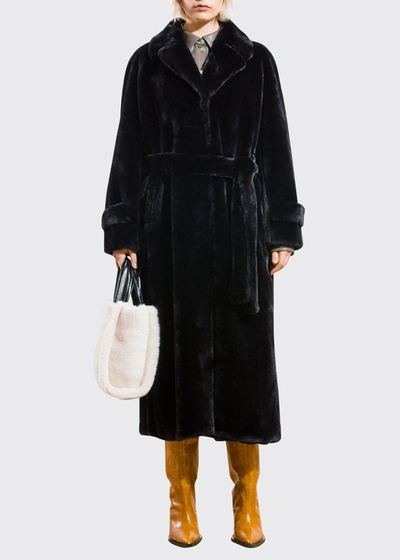 Shop Stand Studio Paula Long Faux Fur Coat In Black