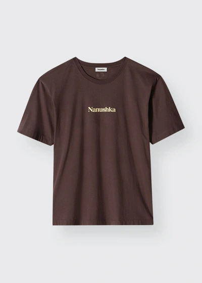 Shop Nanushka Reece Organic Cotton Logo T-shirt In Nutmeg