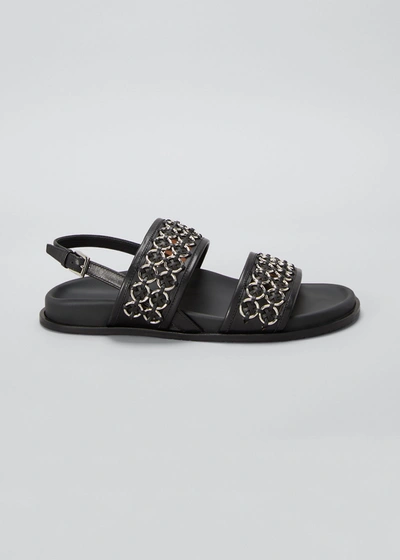 Shop Alaïa Bicolor Chain Sporty Slingback Sandals In 999 Noir