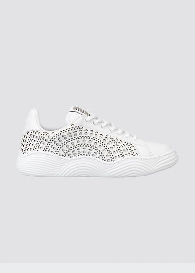 Shop Alaïa Perforated Calfskin Fashion Sneakers In 020 Blanc Casse