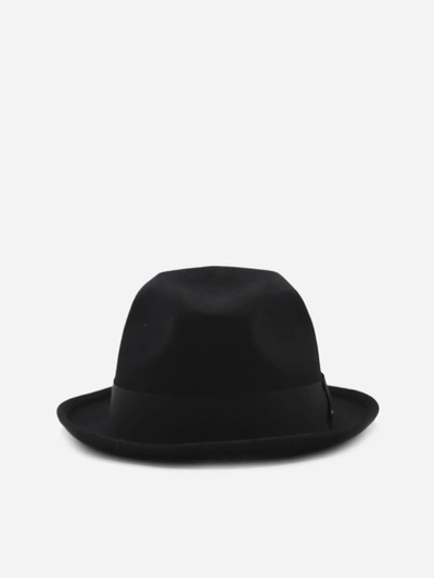 Shop Saint Laurent Fedora Hat In Rabbit Felt With Grosgrain Ribbon In Black