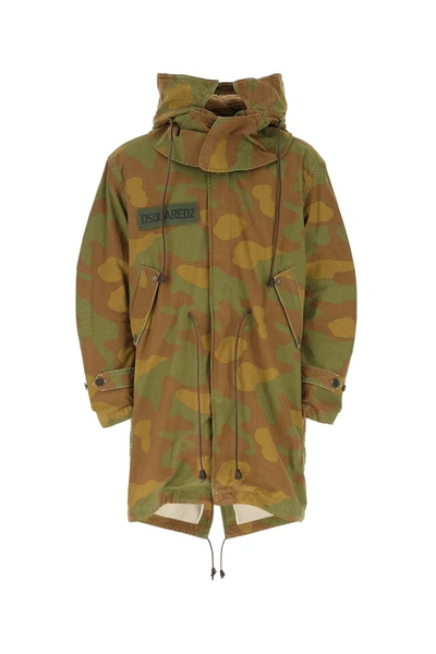 Shop Dsquared2 Camouflage Hooded Parka Coat In Multi