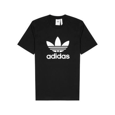 Shop Adidas Originals Black Logo Cotton T-shirt
