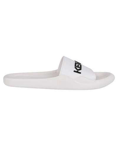 Shop Kenzo Logo Print Pool Sandals In White