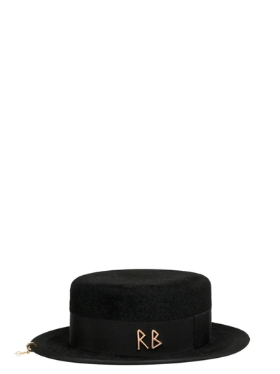 Shop Ruslan Baginskiy Logo Embroidered Pierced Hat In Black