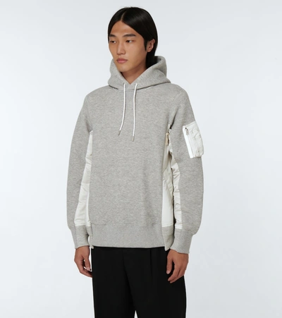 Shop Sacai Ma-1 Crewneck Hooded Sweatshirt In Grey
