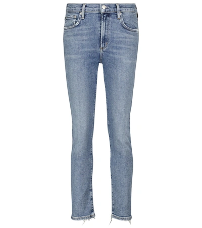 Shop Agolde Toni Mid-rise Slim Jeans In Blue