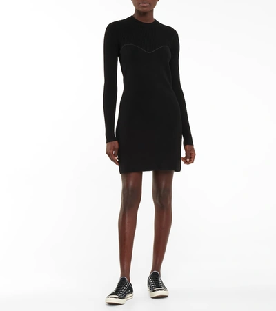 Shop Moncler Knitted Minidress In Black