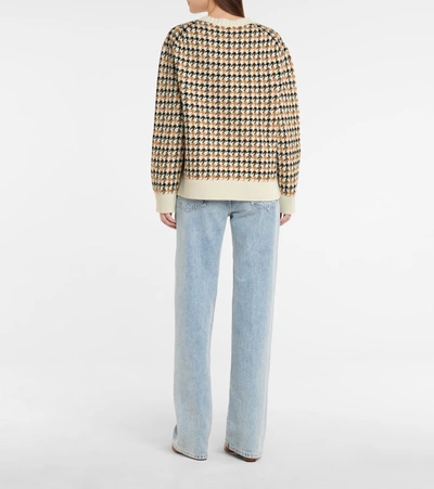 Shop Barrie Houndstooth Cashmere And Wool Sweater In White