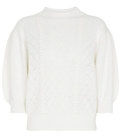 Shop See By Chloé Pointelle Wool And Cotton Sweater In White