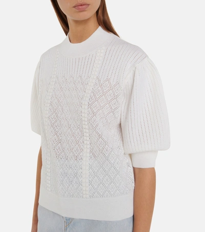 Shop See By Chloé Pointelle Wool And Cotton Sweater In White