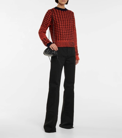 Shop Victoria Beckham Houndstooth Crewneck Sweater In Red