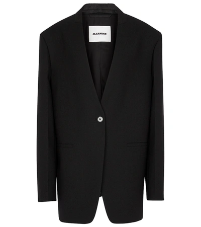 Shop Jil Sander Single-breasted Wool-blend Blazer In Black