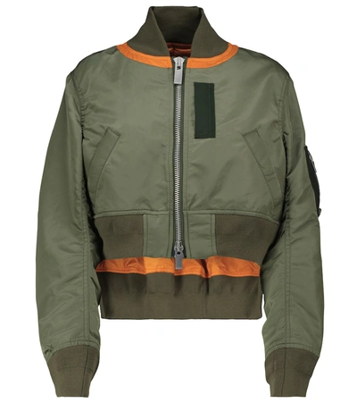 Cropped Bomber Jacket in Green - Sacai