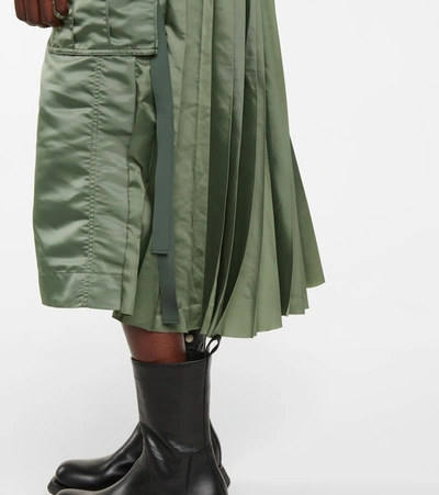 Shop Sacai Hybrid High-rise Midi Skirt In Green