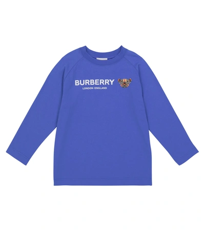 Shop Burberry Bear Cotton Long-sleeved T-shirt In Blue