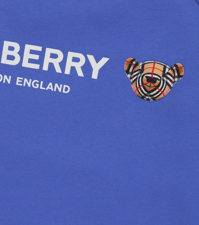 Shop Burberry Bear Cotton Long-sleeved T-shirt In Blue