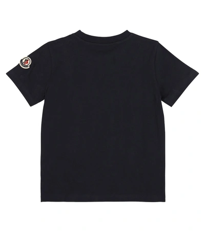 Shop Moncler Logo Cotton T-shirt In Blue
