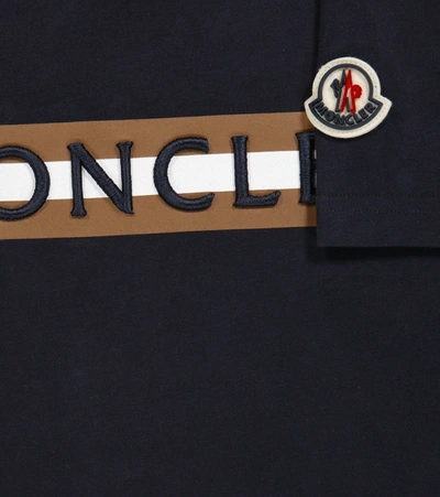 Shop Moncler Logo Cotton T-shirt In Blue