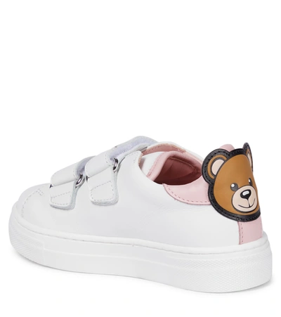 Moschino Logo Leather Strap Sneakers W/ Patch In White