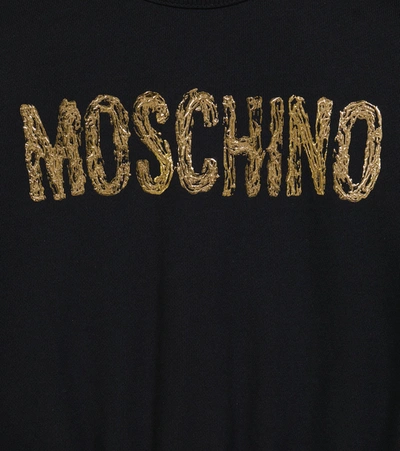 Shop Moschino Logo Cotton Jersey Dress In Black