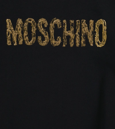 Shop Moschino Logo Cotton Jersey Sweatshirt In Black