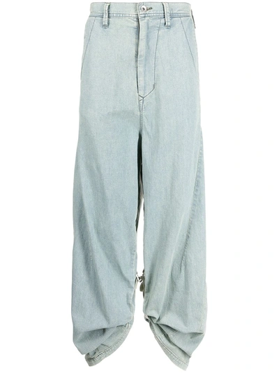 Shop Julius Tape-detail Wide-leg Jeans In Blue