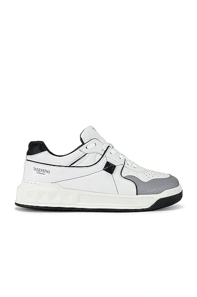Shop Valentino Low Top Sneaker In White, Black & Grey