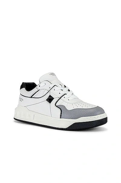 Shop Valentino Low Top Sneaker In White, Black & Grey