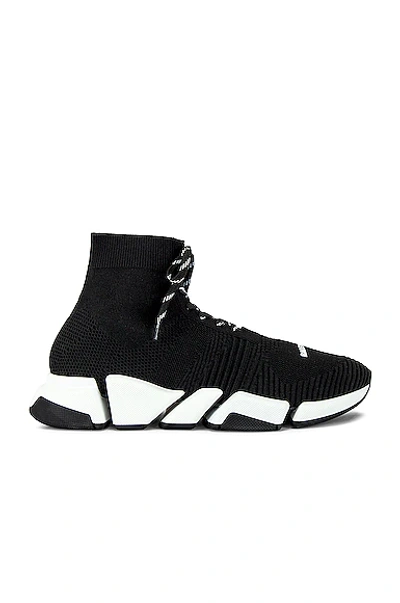 Shop Balenciaga Speed 2.0 Lace Up In Black & White