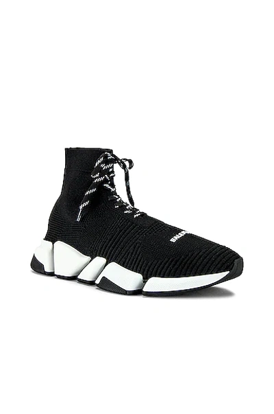 Shop Balenciaga Speed 2.0 Lace Up In Black & White