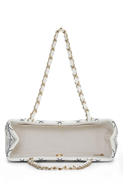 Pre-owned Chanel White Calfskin Wild Stitch Tote