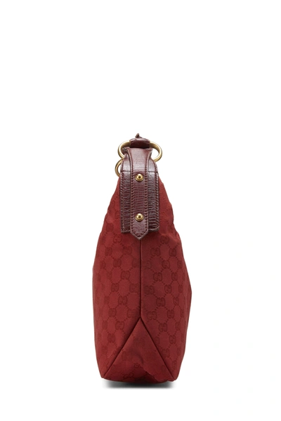 Pre-owned Gucci Red Gg Canvas Horsebit Hobo