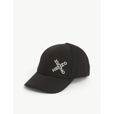 Shop Kenzo Womens Black Logo-print Woven Cap 1 Size